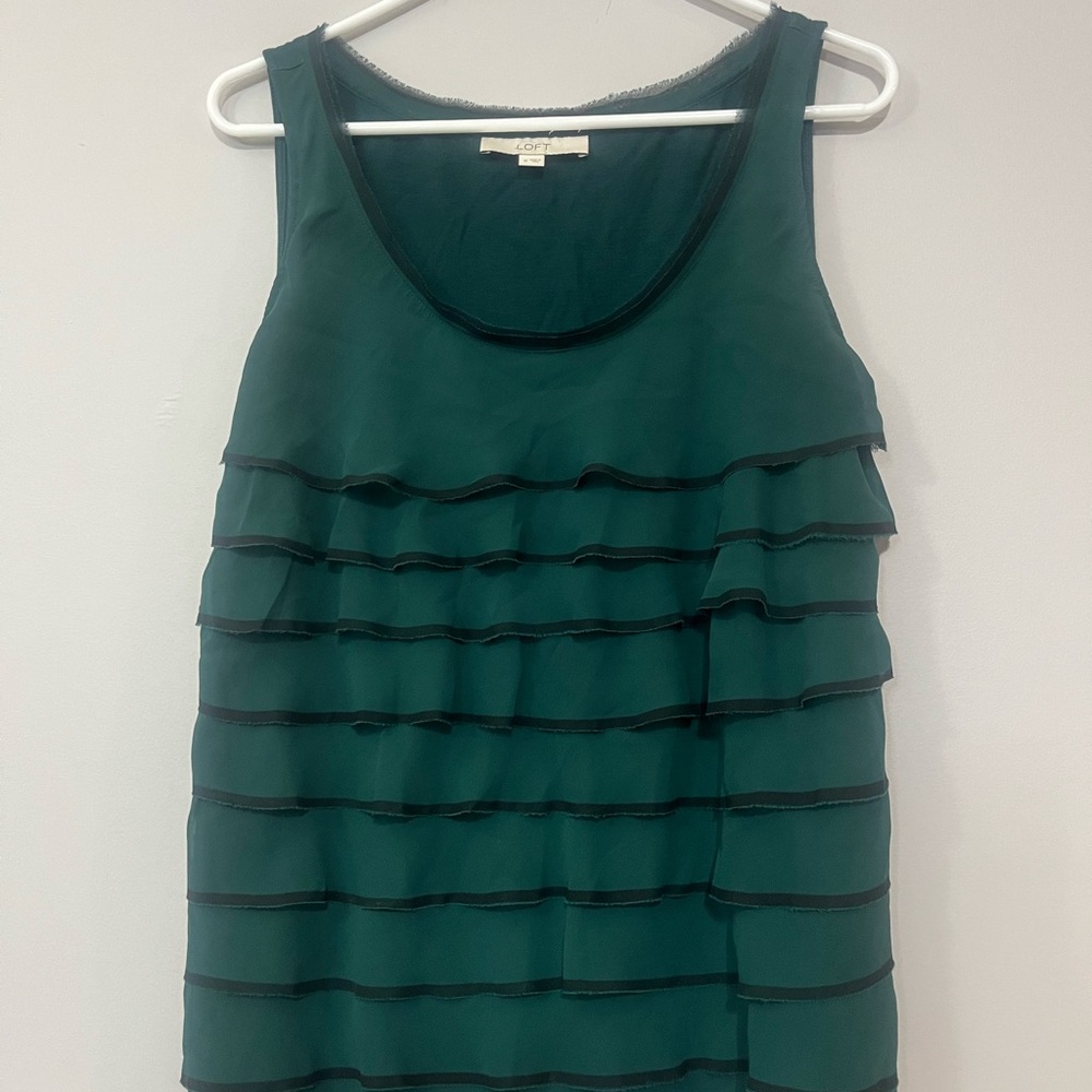 Green Sleeveless Ruffle Top